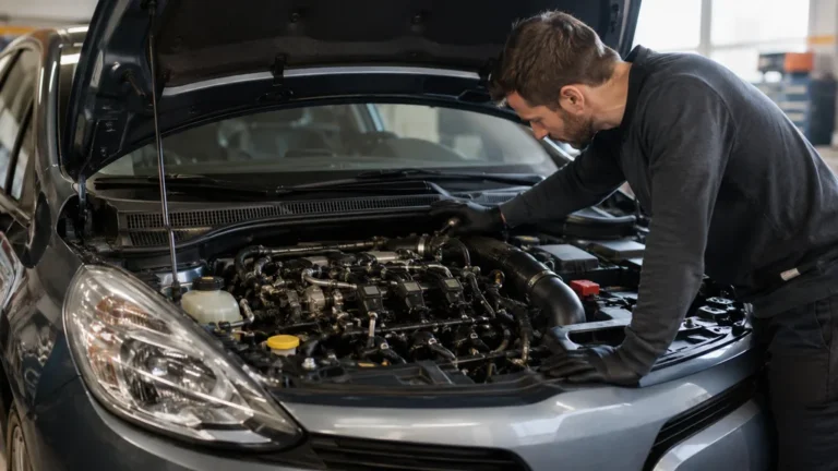 Inspection du moteur 0.9 TCe Renault dans un atelier automobile avant achat d’occasion