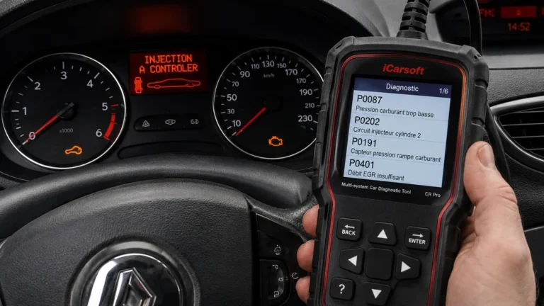 Diagnostic OBD d’une panne injection sur Renault Clio 3 avec voyant moteur allumé