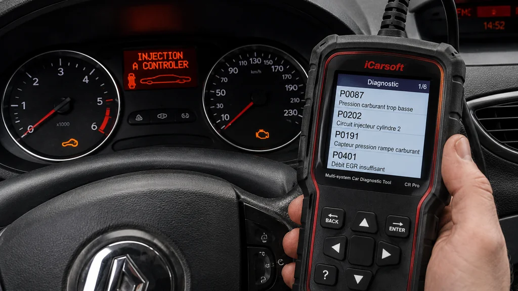 Diagnostic OBD d’une panne injection sur Renault Clio 3 avec voyant moteur allumé