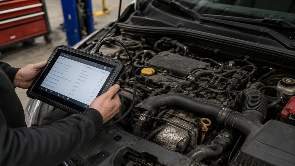 Diagnostic d’un code défaut Renault DTC1525F3 avec valise OBD sur moteur en mode dégradé dans un garage automobile professionnel