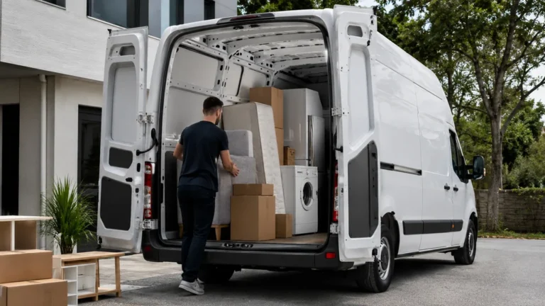 Renault Master 15m3 chargé avec des meubles et cartons pour un déménagement