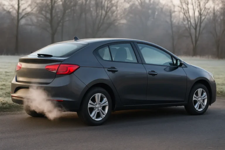 Voiture dégageant une fumée blanche à l’échappement au démarrage