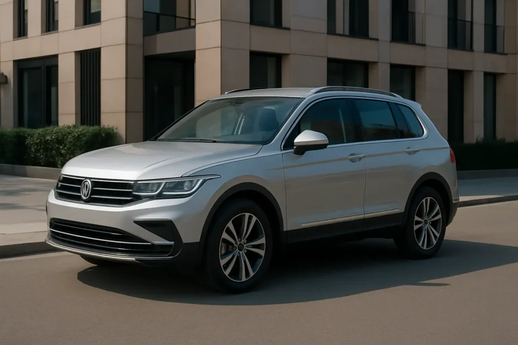 Volkswagen Tiguan compact garé dans un environnement urbain moderne