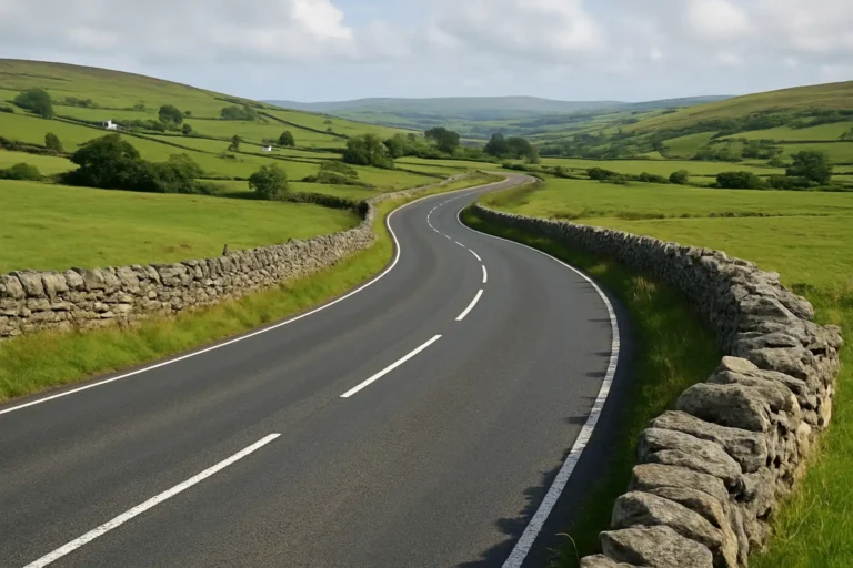 Portion du Snaefell Mountain Course sur l’île de Man pendant le Tourist Trophy