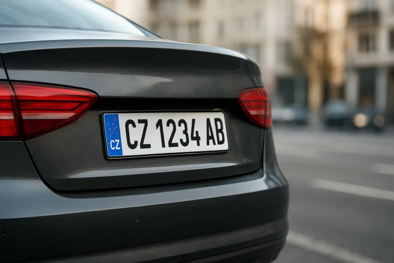 Gros plan sur l’arrière d’une voiture avec une plaque d’immatriculation tchèque CZ.