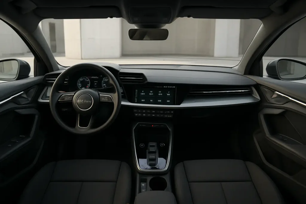 Intérieur de l’Audi A3 Sportback 2025 avec tableau de bord numérique
