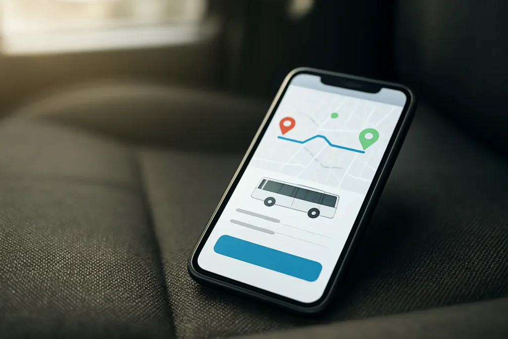 Téléphone affichant une réservation BlaBlaCar à annuler, dans un contexte de mobilité routière