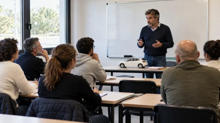 Des adultes assistant à une formation de sécurité routière